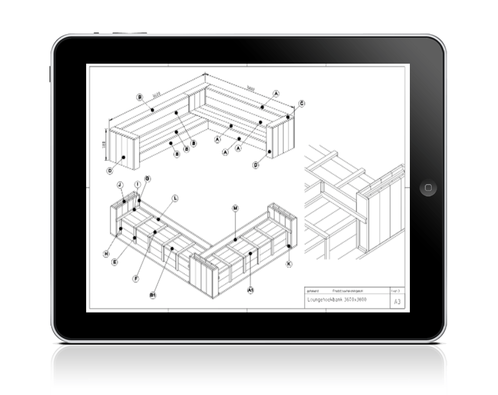 Bouwtekening hoekbank steigerhout pdf formaat