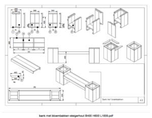 Steigerhouten plantenbak bouwtekening