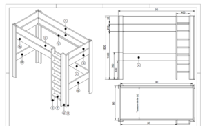 bouwtekening hoogslaper met bureau