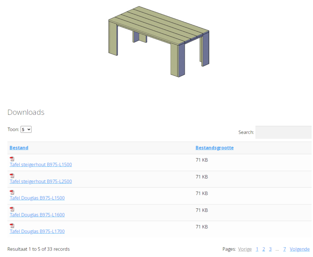 bouwtekening steigerhouten bank en tafel