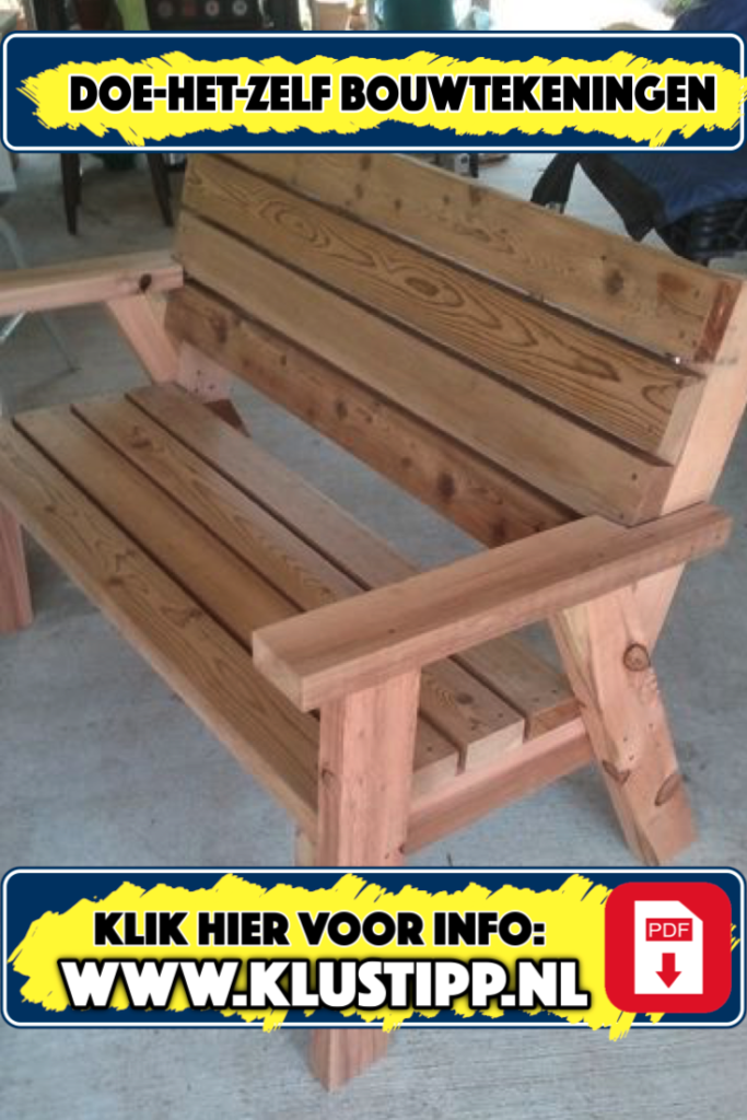 tuinbankje maken van steigerhout - bouwtekening tuinbank