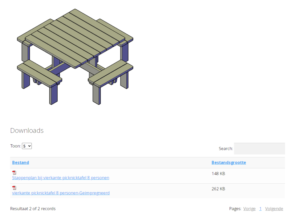 Bouwtekening picknicktafel douglas