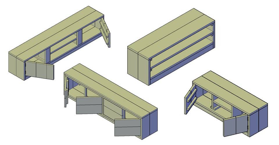 Bouwtekening tv wand en tv meubel
