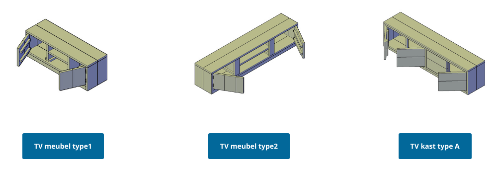 Bouwtekening tv wand en tv meubel
