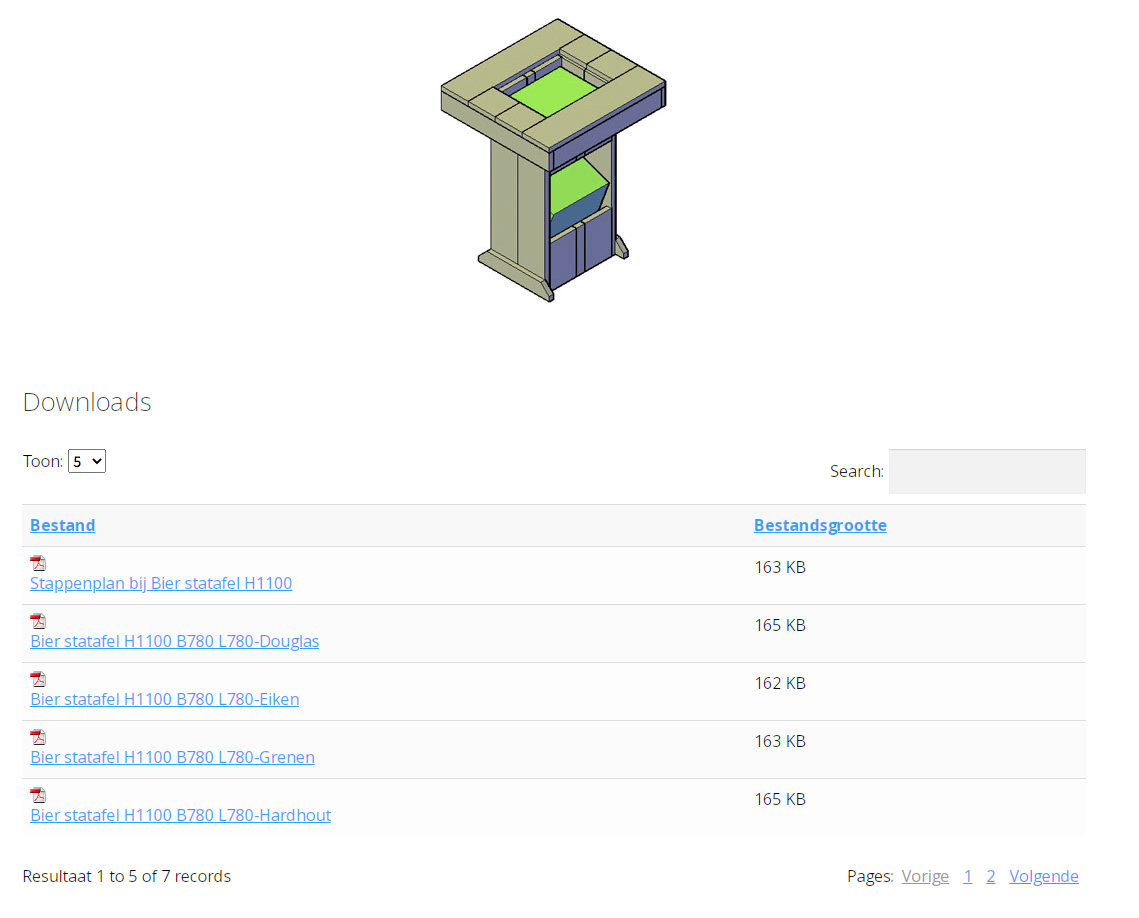 Een statafel van hout met plaats voor 2 bierkratten