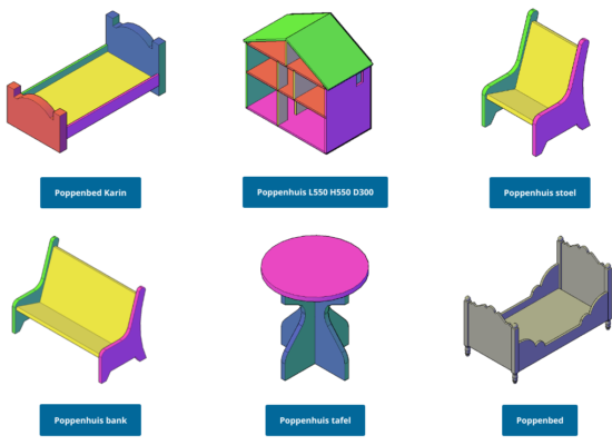 Bouwtekening poppenhuis meubels