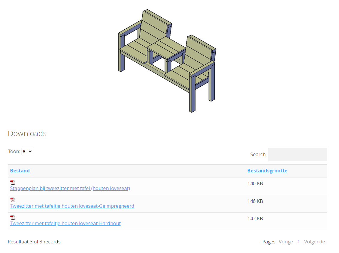 tuinbank met tafel ertussen